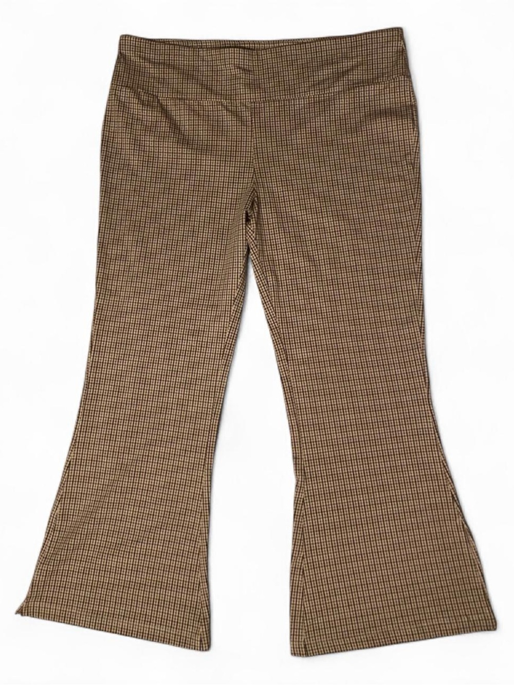 Terra & Sky Brown Plaid Flare Leg Pants